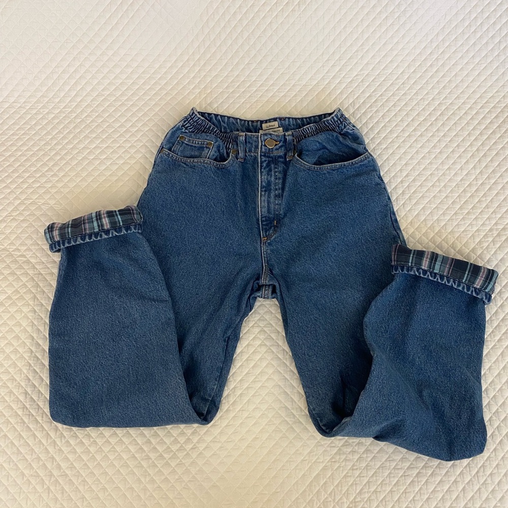 L.L. Bean Vintage blue Jeans Flannel High Waisted 10